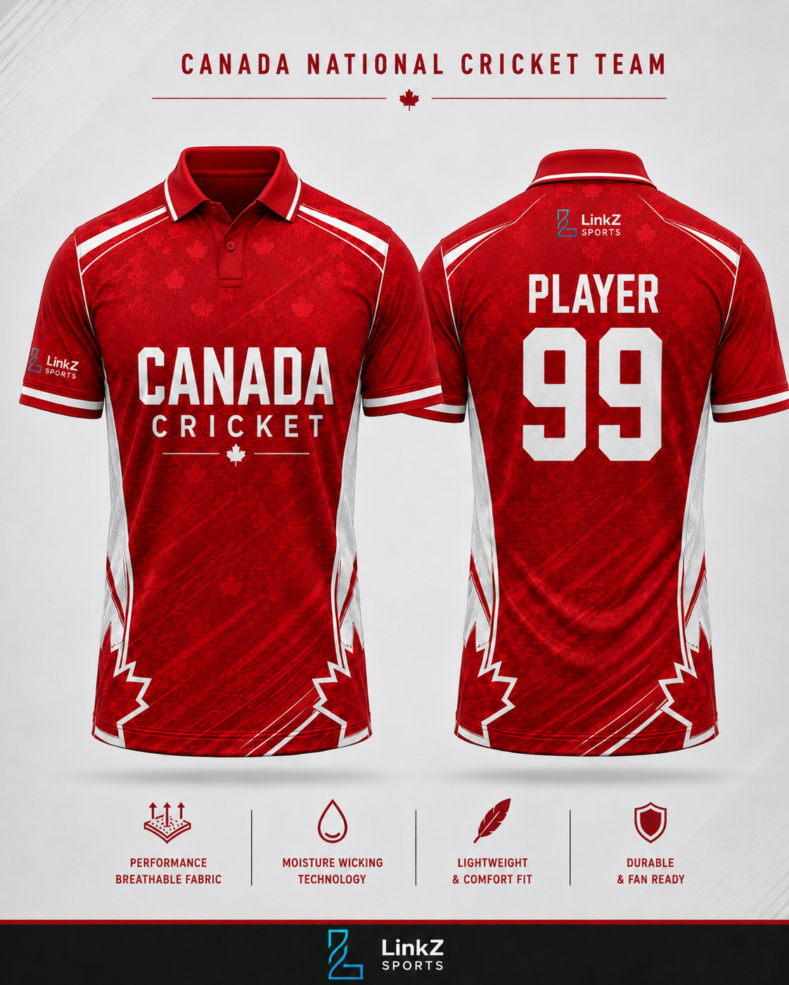 Canada-inspired LinkZ Sports cricket jersey concept